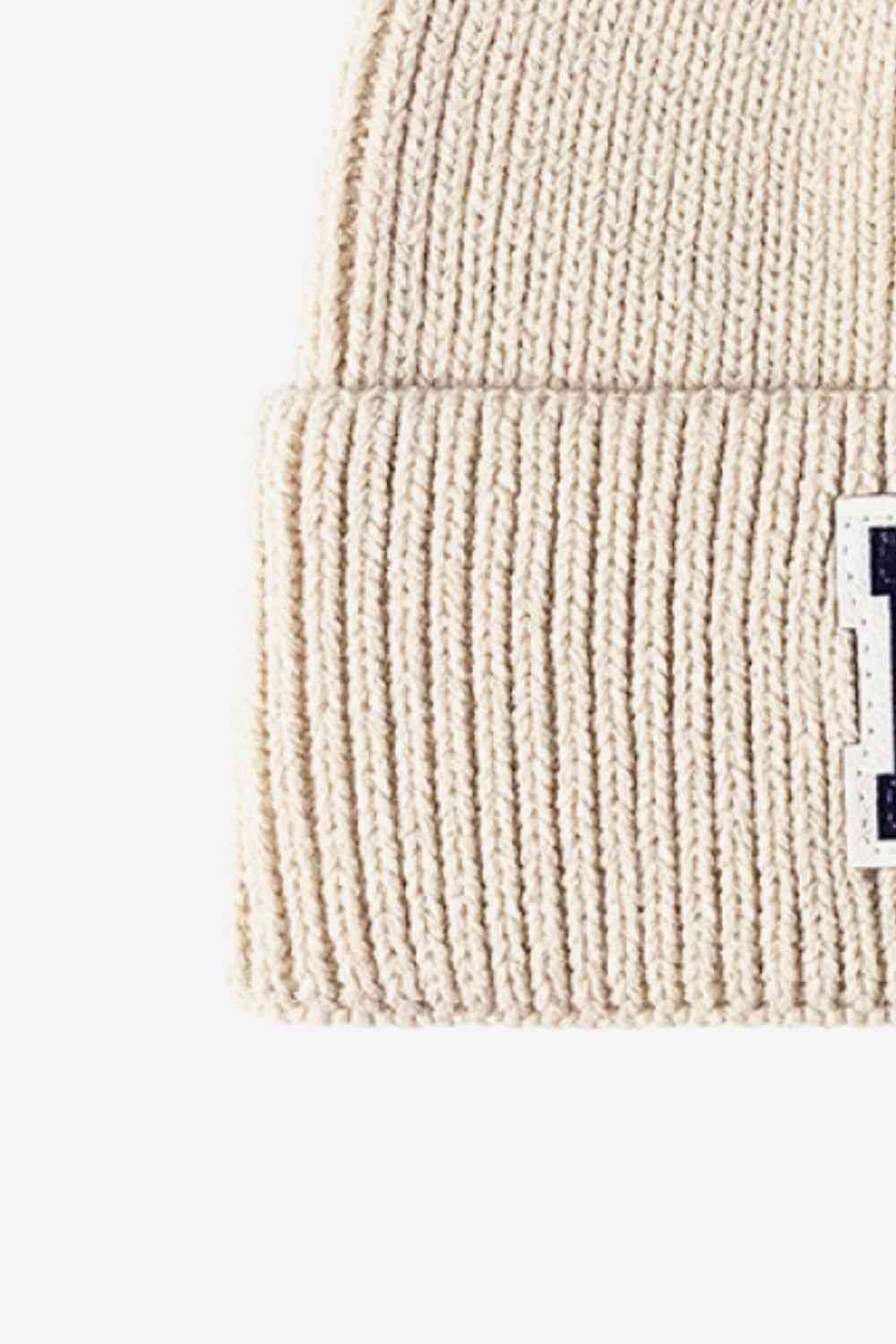 Letter Patch Cuffed Knit Beanie Trendsi