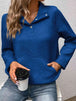 Half Buttoned Collared Neck Sweatshirt with Pocket Bazaarbey