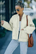 Drawstring Dropped Shoulder Quilted Jacket Trendsi