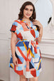 Plus Size Notched Neck Tie Waist Dress -BazaarBey - www.shopbazaarbey.com