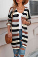  Striped Long Sleeve  Cardigan Bazaarbey