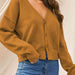 V-Neck Button Up Long Sleeve Cardigan Trendsi