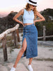 Button Down Denim Skirt Bazaarbey