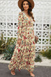 Floral Frill Trim Flounce Sleeve Plunge Maxi Dress Bazaarbey