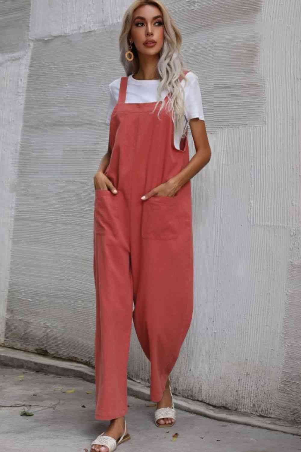 Wide Leg Overalls with Front Pockets Bazaarbey