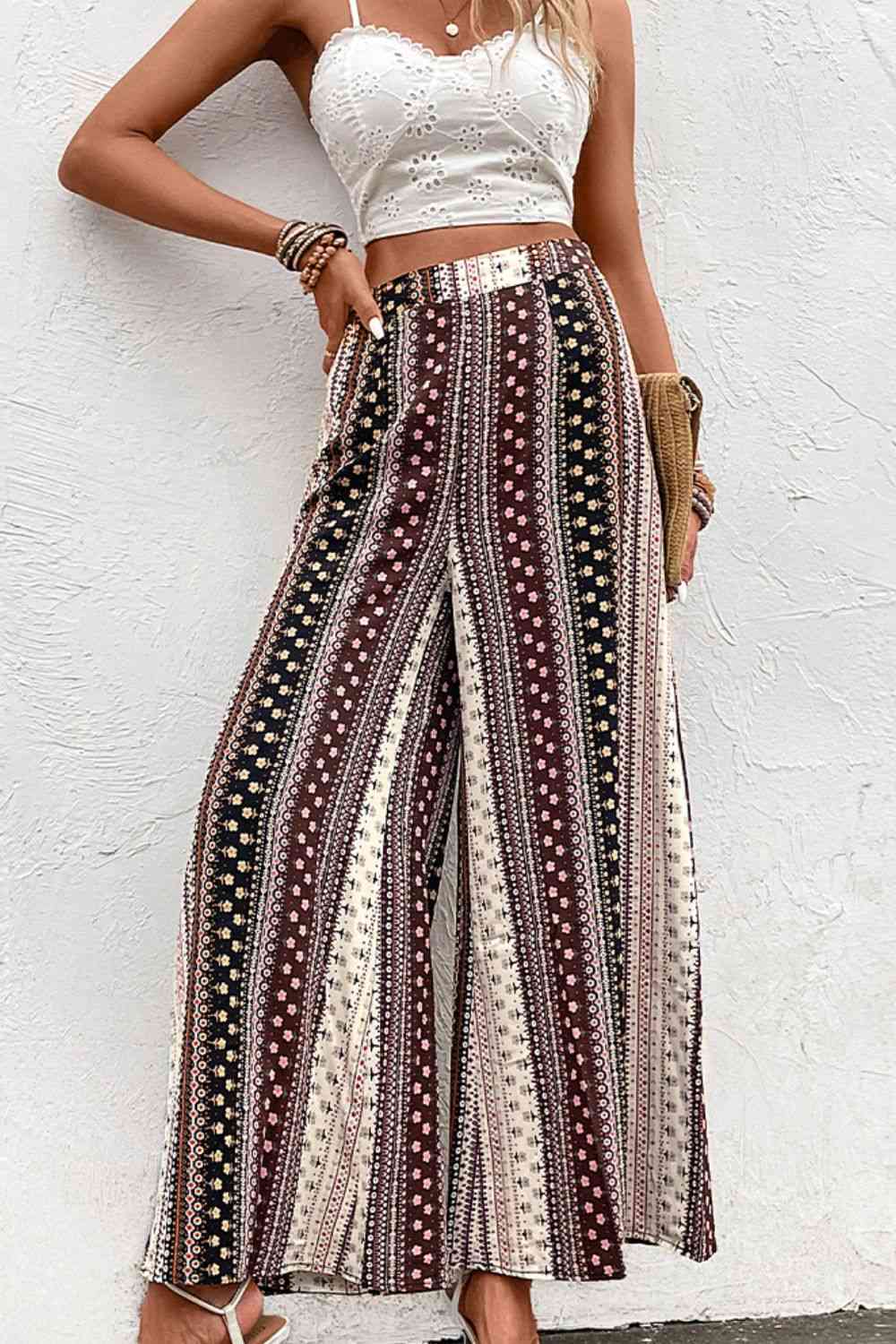 Floral High Waist Wide Leg Pants Bazaarbey