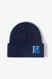 Letter N Patch Cuffed Knit Beanie Trendsi