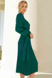 Round Neck Long Sleeve Pleated Sweater Dress Bazaarbey