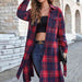  Plaid Belted Button Down  Shirt Jacket Trendsi