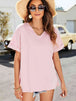 High-Low Side Slit V-Neck Tee Bazaarbey