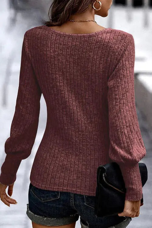 Scoop Neck Long Sleeve Blouse Trendsi