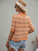 Striped  Half Sleeve Knit Top Trendsi