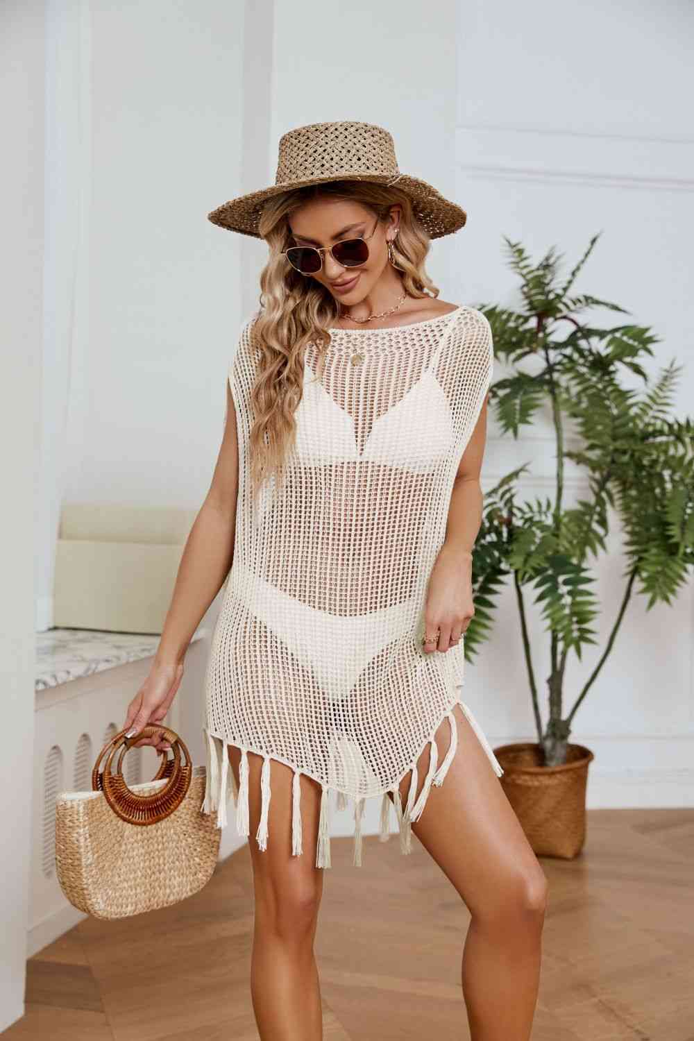   Openwork Cover-Up Dress Trendsi