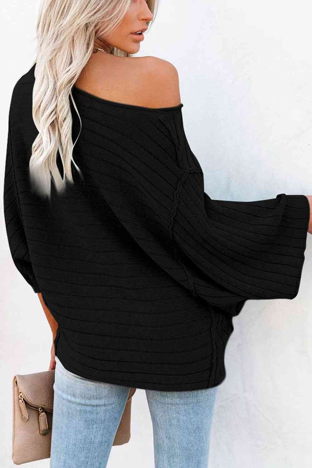 Round Neck Long Sleeve Knit Top Bazaarbey