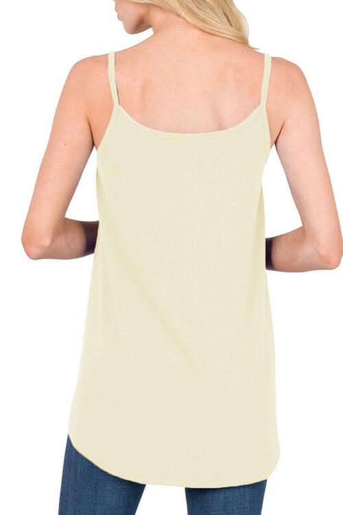 Full Size Spaghetti Strap V-Neck Flowy Tunic Cami Bazaarbey