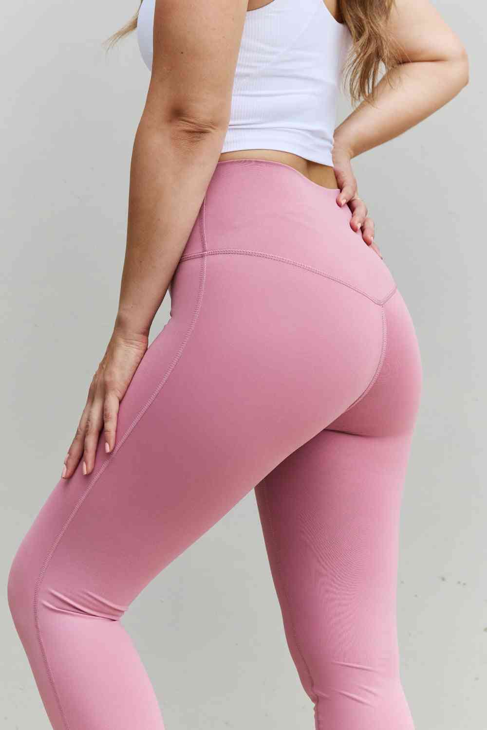  Fit For You Full Size High Waist Active Leggings in Light Rose Bazaarbey