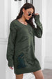 Dinosaur Pattern V-Neck Sweater Dress Bazaarbey