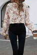 BazaarBey Floral Print Mock Neck Flounce Sleeve Blouse Trendsi