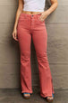  Bailey  High Waist Side Slit Flare Jeans Trendsi