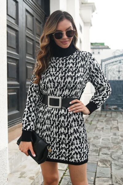 Heathered Turtleneck Mini Sweater  Dress Bazaarbey