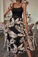 Printed Sleeveless Scoop Neck Slit Dress -BazaarBey - www.shopbazaarbey.com