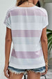 Leopard Striped V-Neck Tee Shirt Bazaarbey