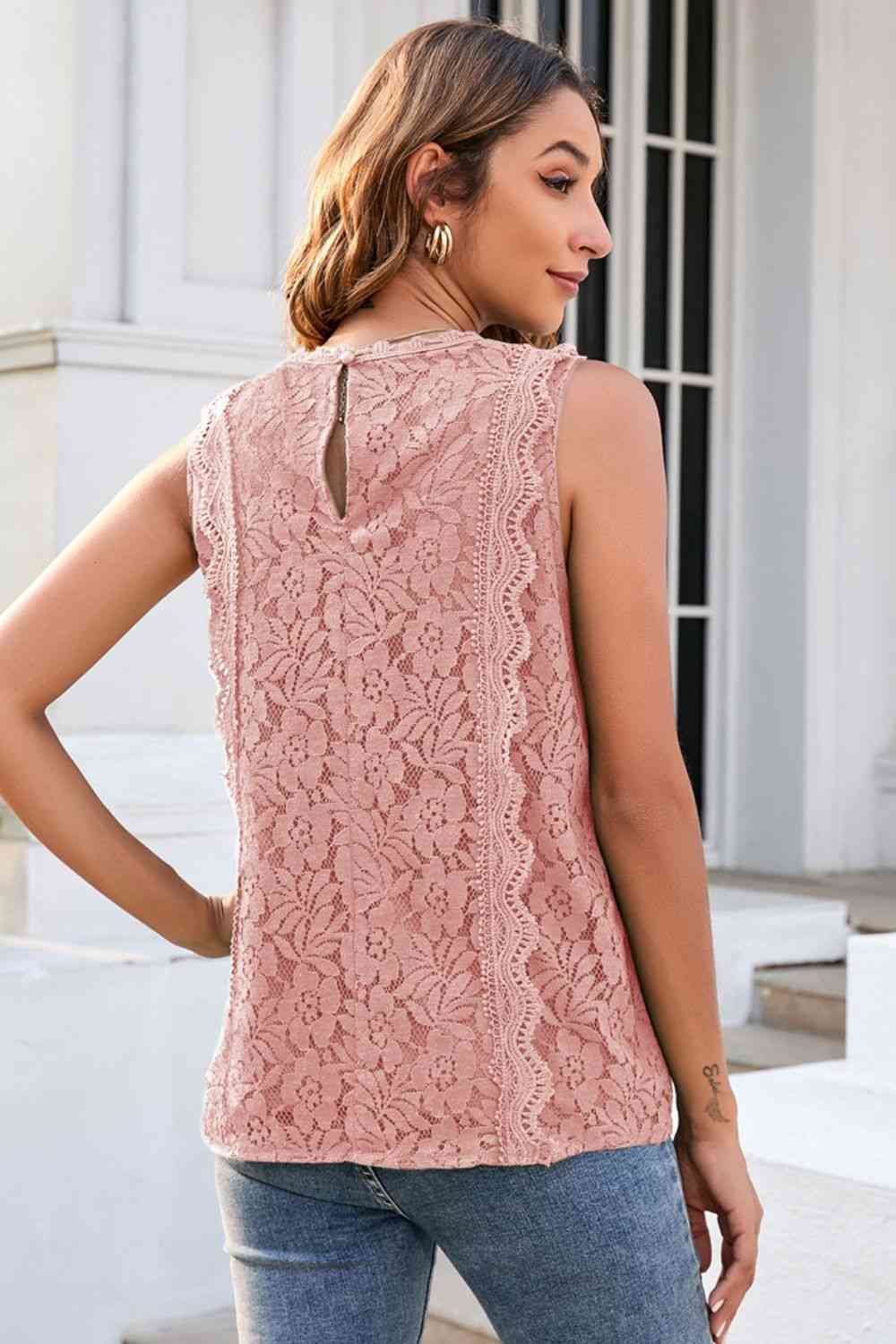 Lace V-Neck Tank Bazaarbey