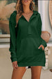 Drawstring Half Zip Hooded Dress -BazaarBey - www.shopbazaarbey.com