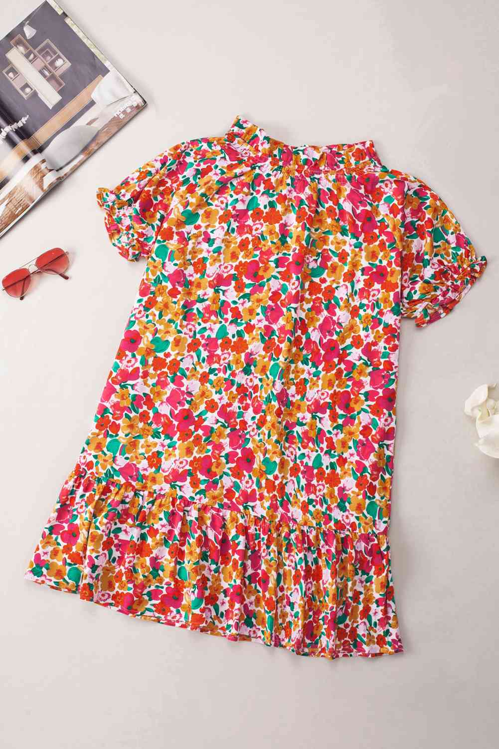 Floral Short Sleeve Dress -BazaarBey - www.shopbazaarbey.com