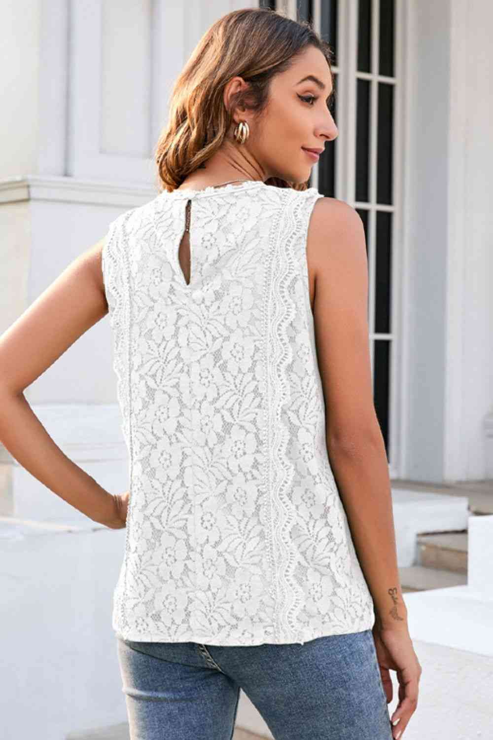 Lace V-Neck Tank Bazaarbey