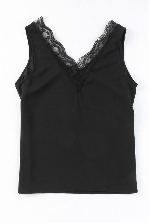 Lace Detail V-Neck Tank Bazaarbey