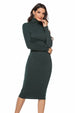 Ribbed Turtleneck Long Sleeve Dress -BazaarBey - www.shopbazaarbey.com