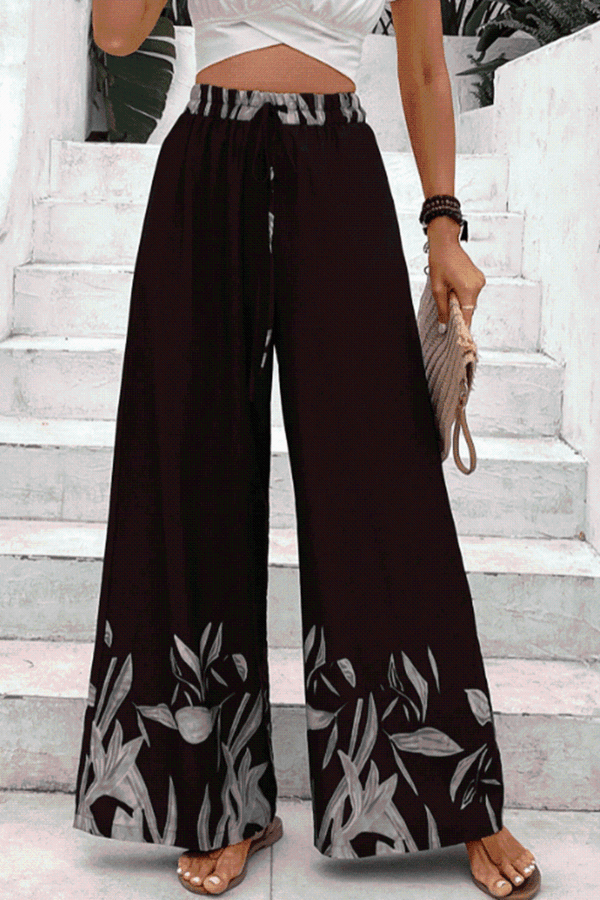 Drawstring High Waist Relax Fit Long Pants Bazaarbey