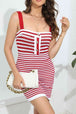 Striped Straight Neck Bodycon Dress Bazaarbey