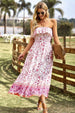Bohemian Strapless Slit Midi Dress -BazaarBey - www.shopbazaarbey.com