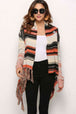 Striped Tassel Detail One-Button Cardigan Bazaarbey