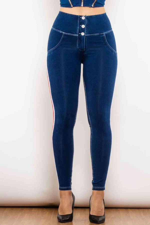  Buttoned High Waist Skinny Jeans Trendsi