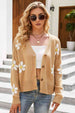 Floral Ribbed Trim Drop Shoulder Cardigan Trendsi