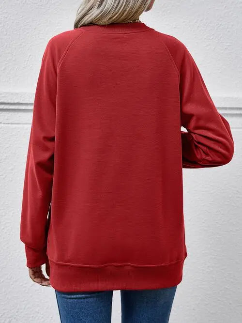 Round Neck Long Sleeve Sweatshirt Trendsi