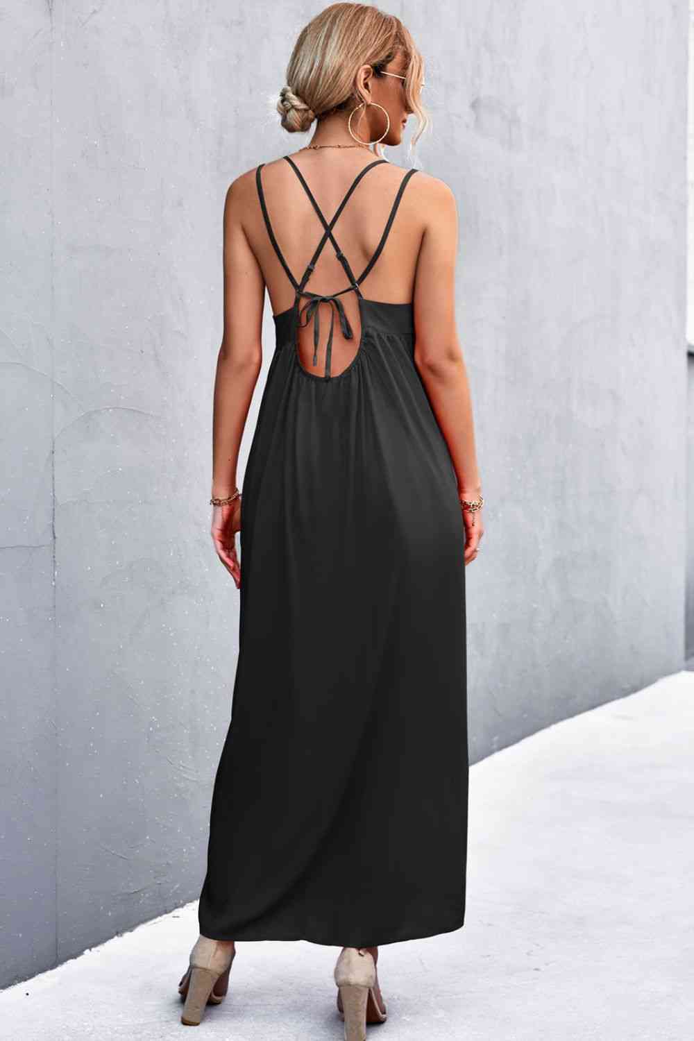 Double Strap Tie Back Dress -BazaarBey - www.shopbazaarbey.com