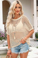  Round Neck Half Sleeve Knit Top Trendsi