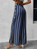 Striped Slit Wide Leg Pants Bazaarbey