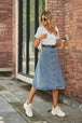 Button Front A-Line Denim Skirt Bazaarbey