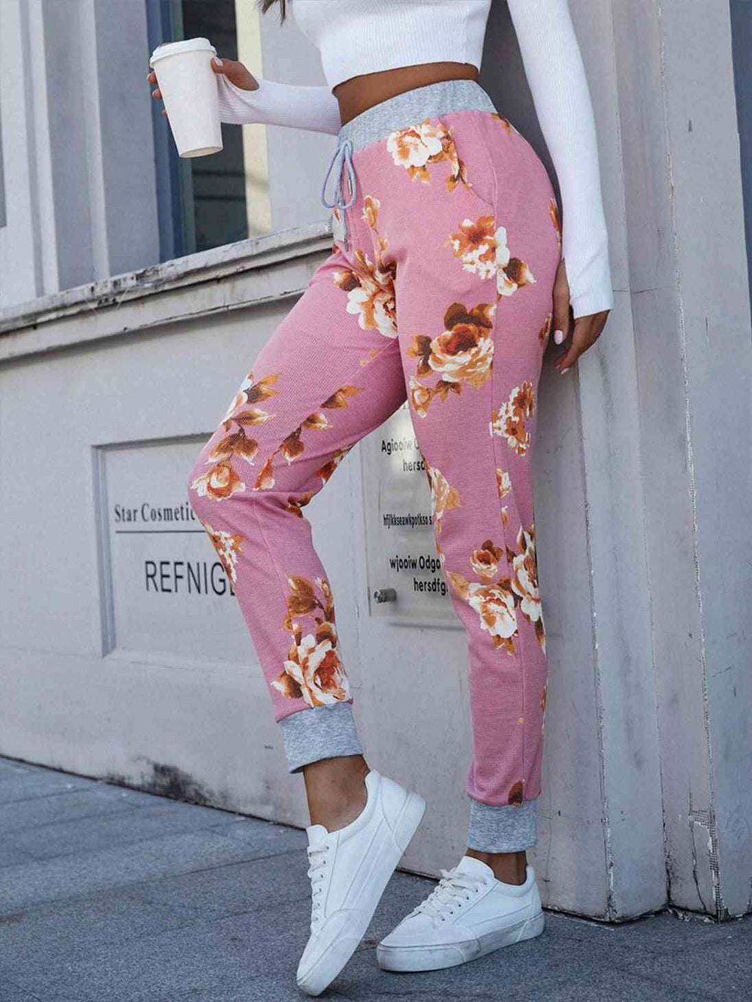 Floral Print Slim Fit Long Pants Bazaarbey