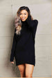  Rib-Knit Turtleneck Drop Shoulder Sweater Dress Bazaarbey