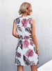 Printed Zip Detail Belted Sleeveless Dress -BazaarBey - www.shopbazaarbey.com