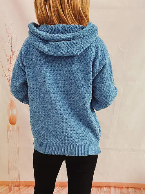 Drawstring Long Sleeve  Hooded Sweater Bazaarbey