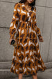 Printed Tied Pocketed Lantern Sleeve Dress Bazaarbey