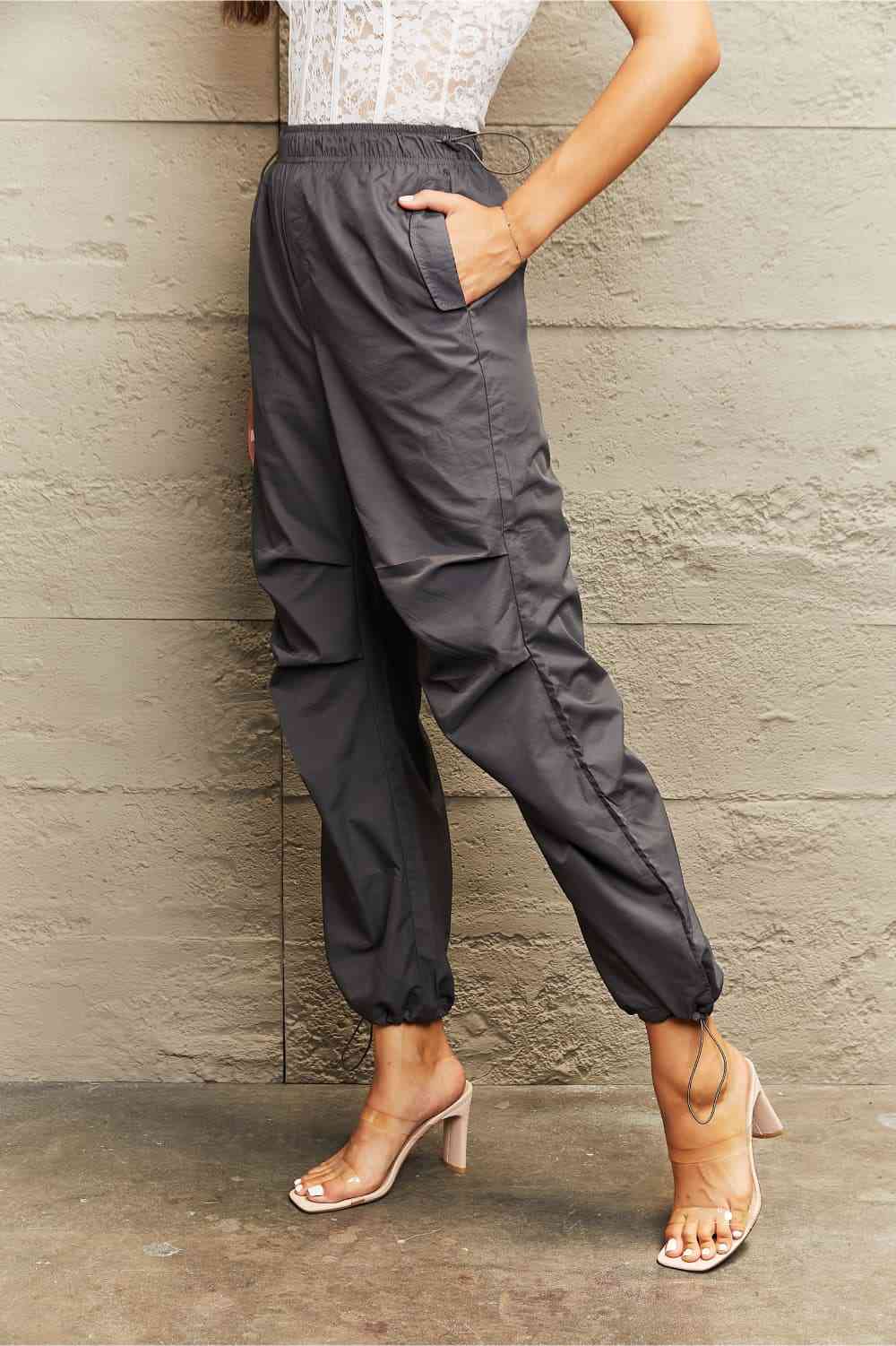 Drawstring Waist Pants with Pockets Bazaarbey