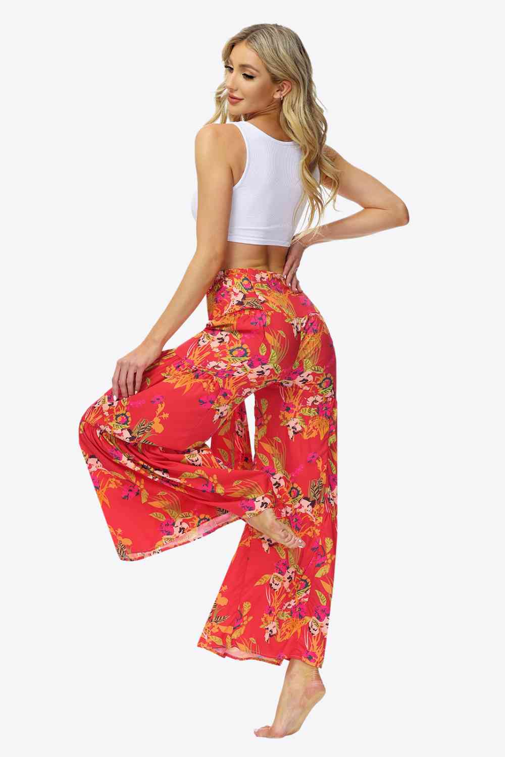 Floral Tie-Waist Tiered Culottes Bazaarbey